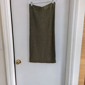 Olive green ribbed sweater skirt